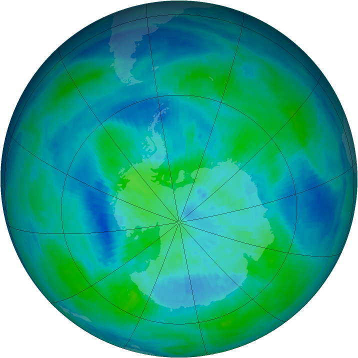 Antarctic ozone map for 26 March 1993